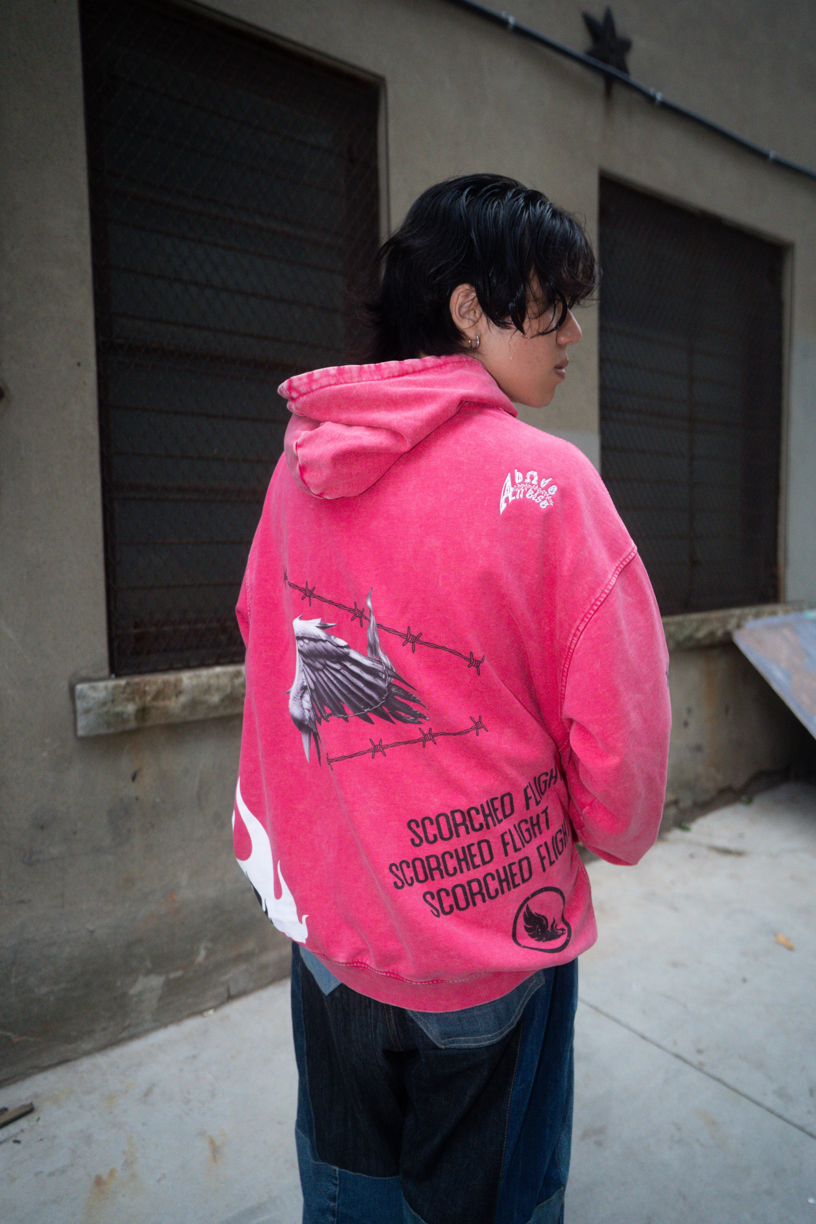 Heavy Oversized Faded Hoodie (Dark Pink)