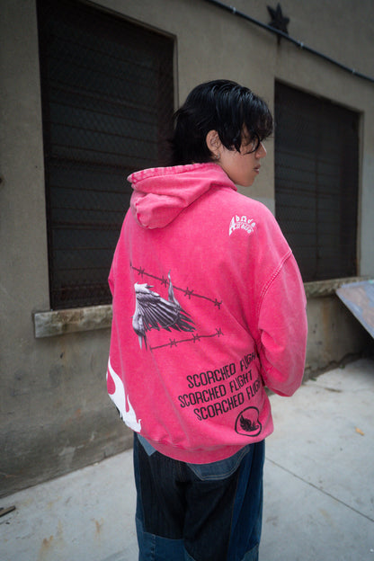 Heavy Oversized Faded Hoodie (Dark Pink)