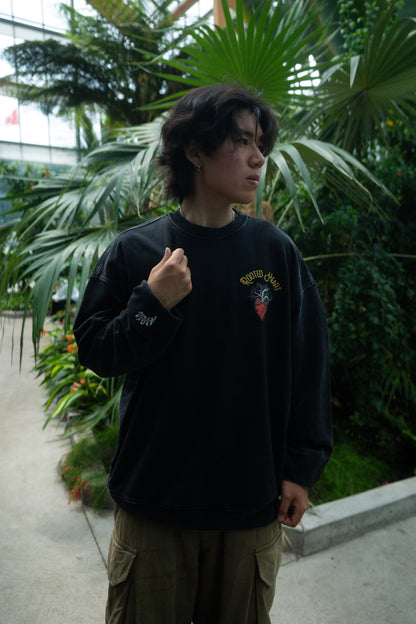 Heavy Oversized Faded Sweatshirt (Black)